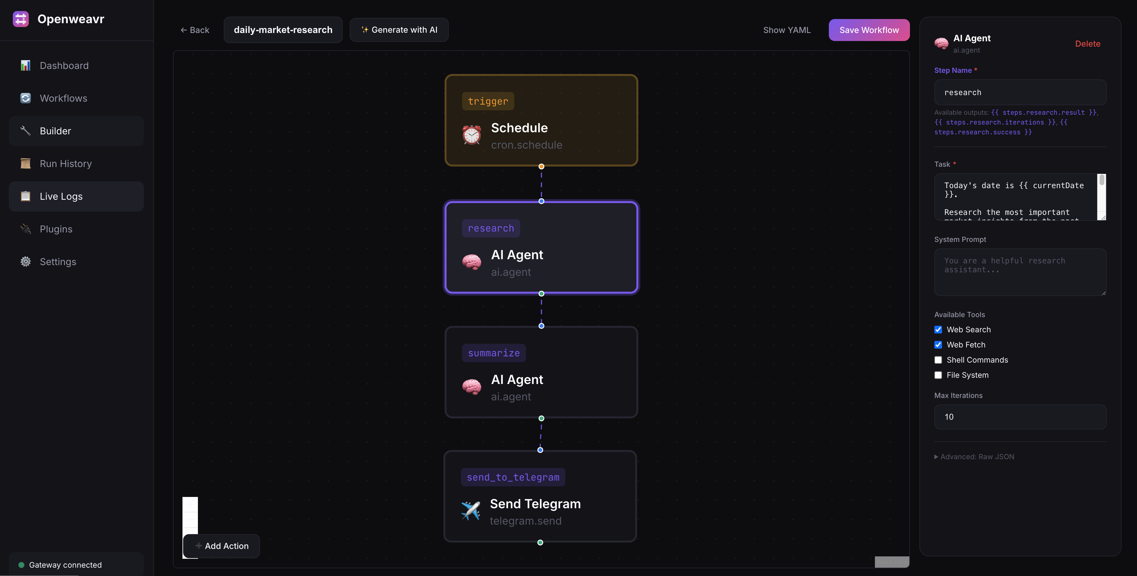 Visual Workflow Builder